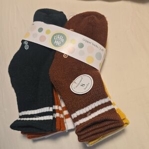 Little Me Boys' Gripper Socks - Dark Green, Brown, Yellow